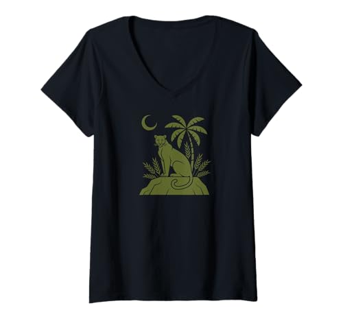 Damen Panther Wild Cat Feline Jungle Panther Pantera Panter Africa T-Shirt mit V-Ausschnitt von Panther Everywhere