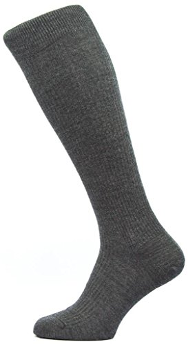 Pantherella Charcoal Naish Rib Über das Kalb Merino Wool Socken - Groß von Pantherella