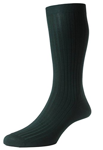 Pantherella Dark Green Danvers Rib Baumwolle Lisle Socken - Mittelgroß von Pantherella