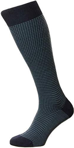 Pantherella Highbury Herren-Socken aus Merinowolle mit Hahnentrittmuster - Blau - Medium von Pantherella