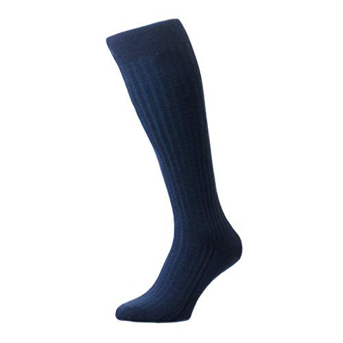 Pantherella Laburnum Herren-Socken aus Merinowolle, Wadenlang, gerippt, Dunkelblau - Blau - Large von Pantherella