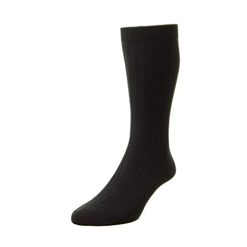 Pantherella Pembrey Sea Island Herren-Socken, Baumwolle, mittelhoch, schwarz, Large von Pantherella