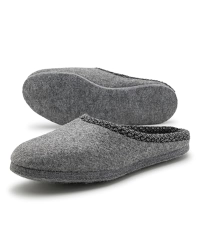 Filzpantoffeln - graue Borde 39 von Pantoffelmann