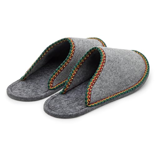 Pantoffelmann Gästepantoffel Bordüre Grau L (40-43) von Pantoffelmann