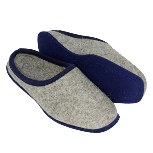 Pantoffelmann Bio Wollfilz Pantoffel mit Filzsohle I Gemütliche Filzpantoffeln I Warme atmungsaktive Hausschuhe Filz I Pantoffeln Herren & Damen mit dicker Filz Laufsohle von Pantoffelmann