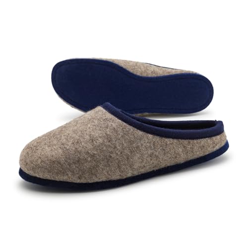 Pantoffelmann Bio Wollfilz Pantoffel mit Filzsohle I Gemütliche Filzpantoffeln I Warme atmungsaktive Hausschuhe Filz I Pantoffeln Herren & Damen mit dicker Filz Laufsohle von Pantoffelmann