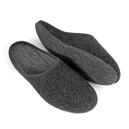 Pantoffelmann Filzpantoffeln mit Filzsohle I Dunkelgrau I Größe 36 I Atmungsaktive & bequeme Filzhausschuhe für Damen & Herren I Stilvolle & warme Hausschuhe von Pantoffelmann