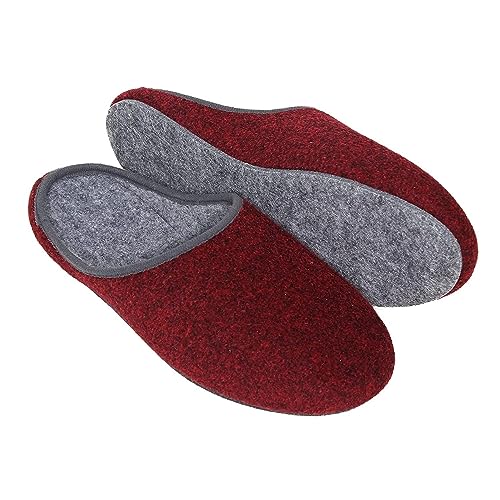 Pantoffelmann Filzpantoffeln mit Filzsohle I Rot I Größe 43 I Atmungsaktive & bequeme Filzhausschuhe für Damen & Herren I Stilvolle & warme Hausschuhe von Pantoffelmann