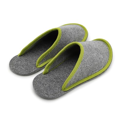 Pantoffelmann Filzpantoffeln mit ABS-Gummisohle I Erbse I Größe 44–47 I Atmungsaktive & warme Hausschuhe aus 30% Wolle I Rutschfeste & bequeme Filzhausschuhe für Damen & Herren von Pantoffelmann