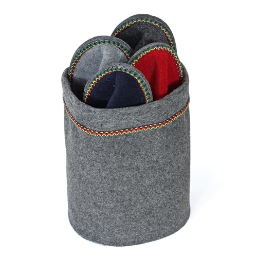 Pantoffelmann Gästepantoffeln-Set mit Filzsohle I 4 Paar I Unisex-Gästeschuhe in Grau I Faltbare Filz-Pantoffeln für Besucher I Hochwertiges Gäste-Hausschuhe-Set im großen Pantoffel von Pantoffelmann