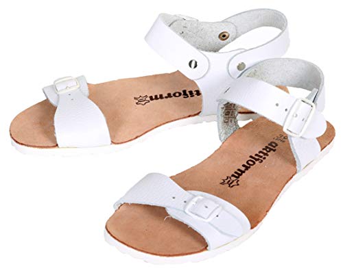 Pantoffelmann Aktiform Römersandalen I Weiß I Größe 41 I Bequeme Barfuß-Sandalen für Damen & Herren I Hochwertige Riemchensandalen aus echtem Leder I Zeitlose Schuhe mit verstellbaren Riemen von Pantoffelmann