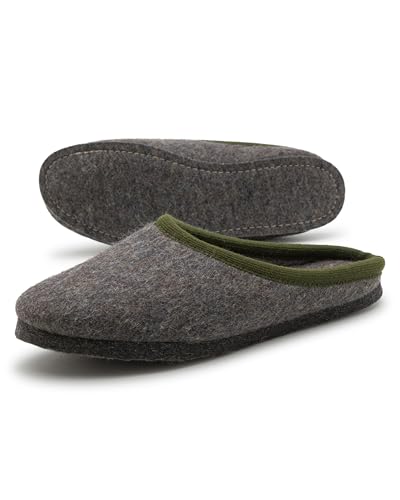 Pantoffelmann Bio-Filzpantoffeln aus 100 % Wollfilz I Grau I Größe 43 I Atmungsaktive & bequeme Hausschuhe mit dicker Filzsohle I Stilvolle & warme Filzhausschuhe für Damen & Herren von Pantoffelmann