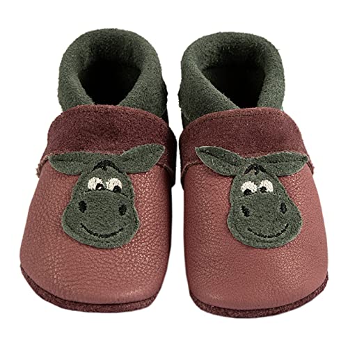 Pantolinos Esel Krabbelschuhe aus Ökoleder Made in Germany Lauflernschuhe als Geschenk für Jungen & Mädchen Babyschuhe aus Leder weiche Lederpuschen Schlupfschuhe Hausschuhe Rosa Gr.18/19 von Pantolinos