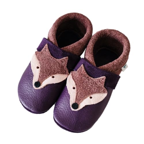 Pantolinos Fuchs Krabbelschuhe aus Ökoleder Made in Germany Lauflernschuhe als Geschenk für Jungen & Mädchen Babyschuhe aus Leder weiche Lederpuschen Schlupfschuhe Hausschuhe Rosa Gr.21/22 von Pantolinos