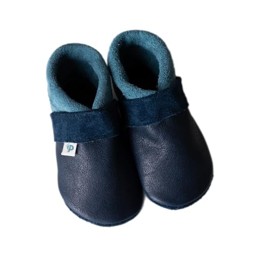 Pantolinos Krabbelschuhe aus Echtleder Babyschuhe Leder Babyhausschuhe Lauflernschuhe Lederpuschen Hausschuhe Blau Gr. 20 von Pantolinos