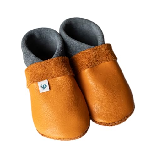 Pantolinos Krabbelschuhe aus Echtleder Babyschuhe Leder Babyhausschuhe Lauflernschuhe Lederpuschen Hausschuhe Braun Gr. 20 von Pantolinos