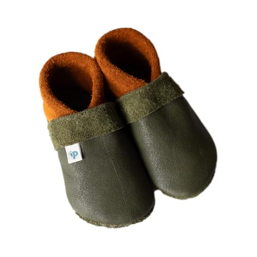 Pantolinos Krabbelschuhe aus Echtleder Babyschuhe Leder Babyhausschuhe Lauflernschuhe Lederpuschen Hausschuhe Grün Gr. 20 von Pantolinos