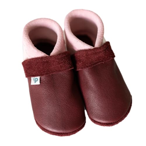 Pantolinos Krabbelschuhe aus Echtleder Babyschuhe Leder Babyhausschuhe Lauflernschuhe Lederpuschen Hausschuhe Rosa Gr. 20 von Pantolinos