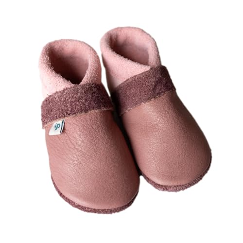 Pantolinos Krabbelschuhe aus Echtleder Babyschuhe Leder Babyhausschuhe Lauflernschuhe Lederpuschen Hausschuhe Rosa Gr. 20 von Pantolinos