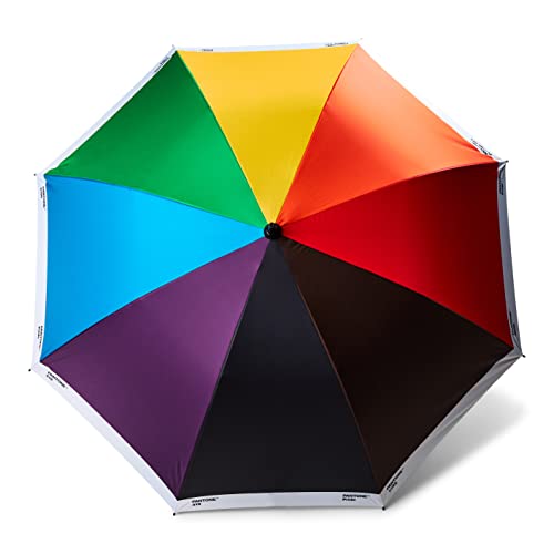 Pantone Stockschirm, Regenschirm, hochwertig klassisches Design, 130 cm Durchmesser, wasserabweisend, Griff mit Soft-Touch, Pride Regenbogenfarben von Pantone