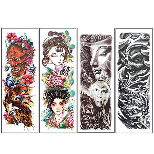 Panysilioer 4 Teile/Los Wasserdicht Temporaere Tattoos Aufkleber Voller Arm Peking Opera Muster Muster Tattoos Applique Arm Voller Arm Tattoos Aufkleber (29/30/31/32#) von Panysilioer