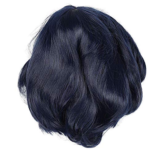 Panysilioer Kurze Haare Anime Cosplay Peruecke 30 Cm Temperatur Faser Synthetische Haar Peruecken Fuer Halloween Karneval Ankleiden Party Peruecke Marine Blau von Panysilioer