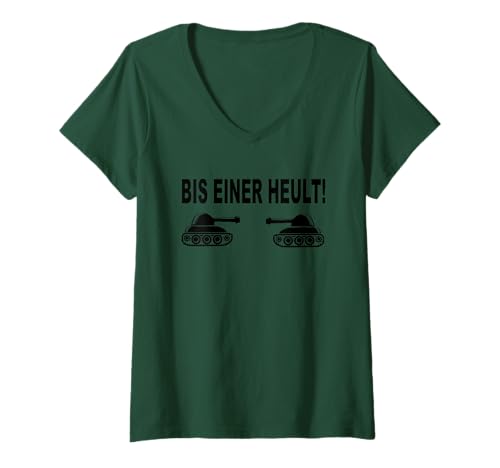 Damen Bis Einer Heult Panzer Panzerfahrer Gamer Gaming Sprüche T-Shirt mit V-Ausschnitt von Panzer Panzerfahrer Fun Outfit Lustige Sprüche