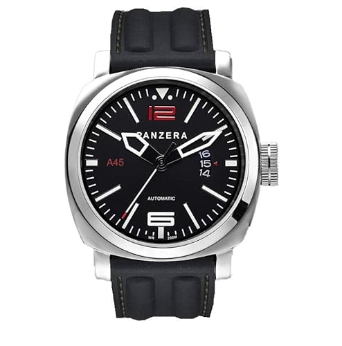 Panzera "Aquamarine 45 - Atlantic Descent Automatik Edelstahl 316L Diver Schwarz Day-Date Silikon Herren Uhr von Panzera
