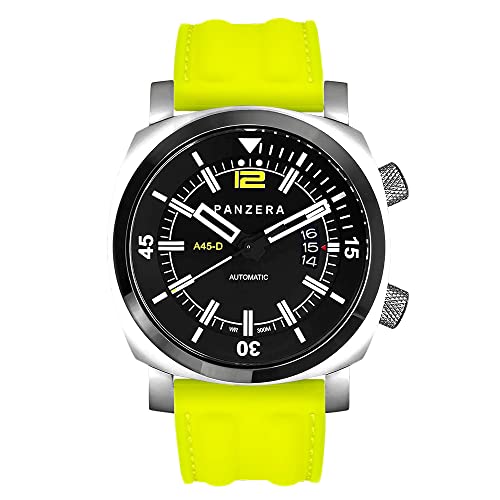 Panzera Aquamarine Pro Diver Infinity Submerge Automatik Stahl Gelb Schwarz Datum Silikon Saphir Uhr Herren von Panzera