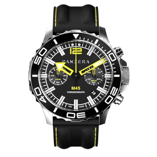 Panzera MECHA 45C Chronograph Quarz Stahl Datum Silikon Schwarz Saphir Herrenuhr von Panzera