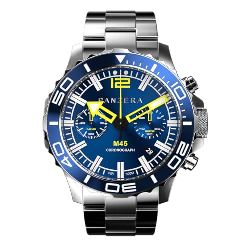 Panzera Mecha 45C Chronograph Quarz Stahl Blau Datum Saphir Herrenuhr von Panzera
