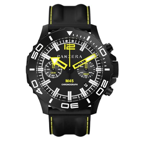 Panzera Mecha 45C Chronograph Quarz Stahl Datum Silikon IP Schwarz Saphir Herrenuhr von Panzera