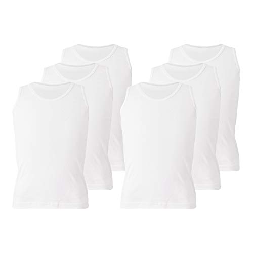 6er-Pack Herren-Unterhemden aus 100 % Baumwolle, Single-Jersey, weiß, ärmellos, S-2XL Gr. L, 6er-Pack weiße Westen von Panzy