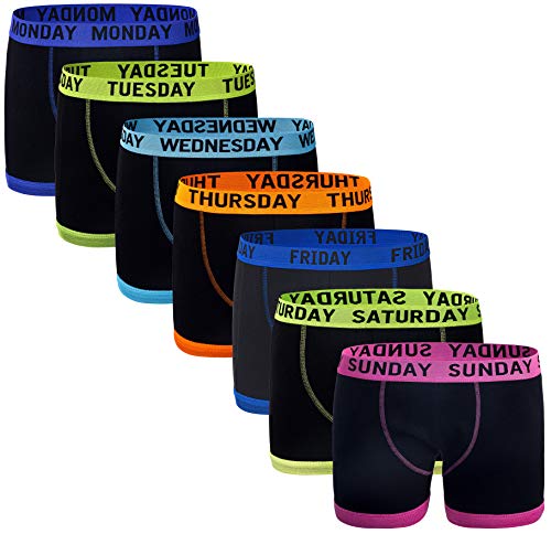 Boxershorts für Jungen, 7 Stück, bequeme Passform, Baumwolle, Lycra, Stretch, 7–13 Jahre, 7 Pack Days of Week, 7-8 Jahre von Panzy