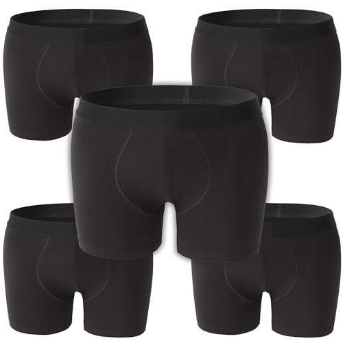 Panzy Boxershorts Herren Taillierte Boxer Sport Trunks 5er Pack Unterwäsche für Männer Weiche Baumwolle Boxershorts Atmungsaktiv Weich Baumwolle Rich, 5 Stück schwarz, L von Panzy