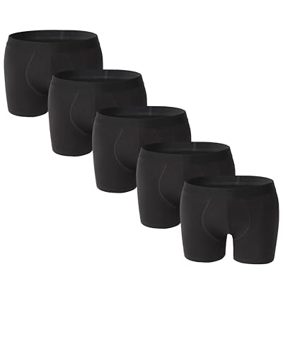 Panzy Boxershorts Herren Taillierte Boxer Sport Trunks 5er Pack Unterwäsche für Männer Weiche Baumwolle Boxershorts Atmungsaktiv Weich Baumwolle Rich, 5 Stück schwarz, XL von Panzy