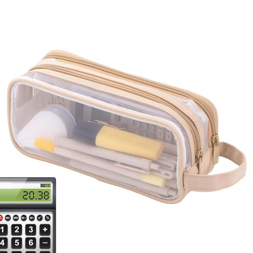Paodduk Gitternetz-Federmäppchen, durchsichtiges Netz-Federmäppchen,Handheld-Multifunktions-Bleistifttasche | Handheld-Multifunktions-Bleistifttasche, transparente Make-up-Farbtasche, Kosmetiktasche von Paodduk