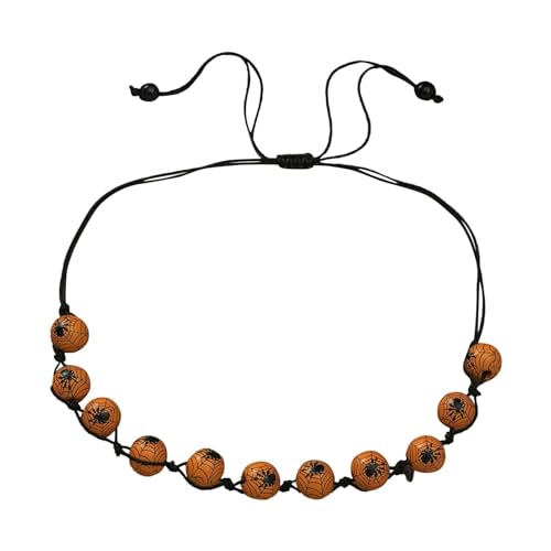 Paodduk Holzperlen Halskette | Halloween Holzperle,Holzhalskette, Schmuckgeschenk für Mädchen, Frauen, Männer und Kinder von Paodduk