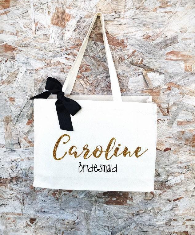 1 Brautjungfer Tote. Tasche. Personalisierte Name Hochzeit-Tag-Tote. Braut von PaolaBrownShop