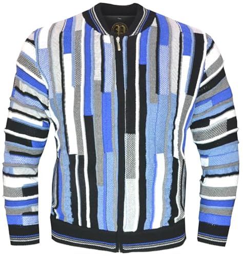 Paolo Deluxe Strickjacke extravagant besonders mit Stehbündchen Top Modell Adriano in Blau (as3, Alpha, l, Regular, Regular, L) von Paolo Deluxe