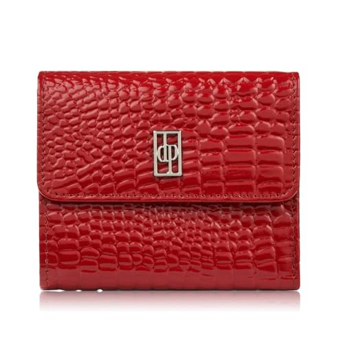 Geldbörse Damen Leder klein Croco mit RFID Schutz Paolo Peruzzi AL-03 (Rot) von PP PAOLO PERUZZI Kollektion