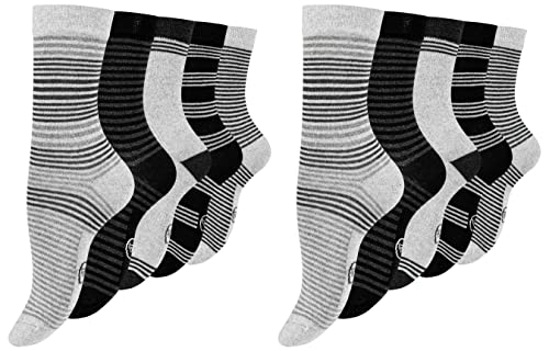 Paolo Renzo 10 Paar Süße Damensocken & Mädchensocken Geringelt Damen Socken mit Hohem Baumwollanteil Größe 39/42 Grautöne von Paolo Renzo