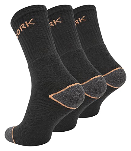 Paolo Renzo Arbeitssocken 3 Paar Robuste Atmungsaktive Work Socks Berufssocken Work Socken Größe 39/42 Orange/Schwarz von Paolo Renzo