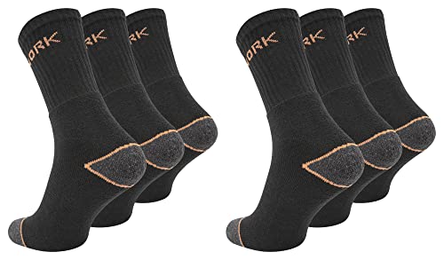 Paolo Renzo Arbeitssocken 6 Paar Robuste Atmungsaktive Work Socks Berufssocken Work Socken Größe 39/42 Orange/Schwarz von Paolo Renzo