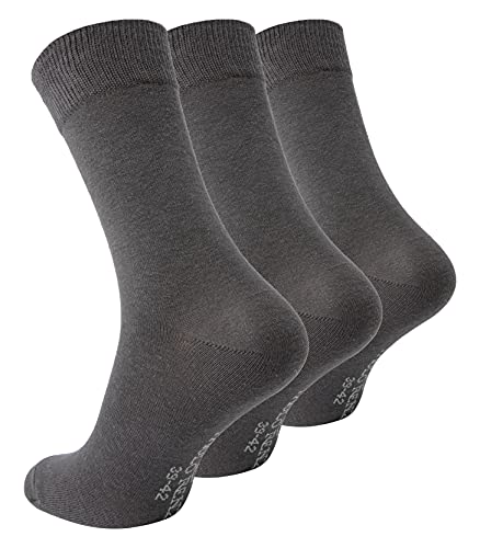 Paolo Renzo Business-Socken 3 Paar Hochwertige Baumwoll Socken Anzugssocken Größe 39/42 Dunkelgrau von Paolo Renzo