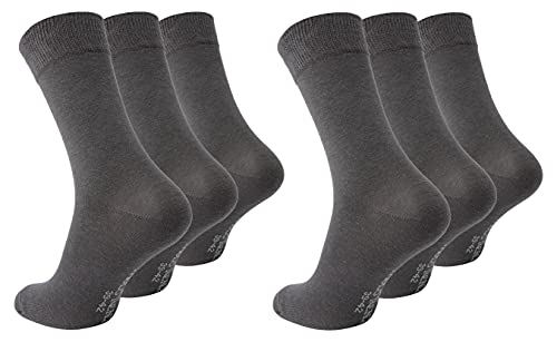 Paolo Renzo Business-Socken 6 Paar Hochwertige Baumwoll Socken Anzugssocken Größe 43/46 Dunkelgrau von Paolo Renzo