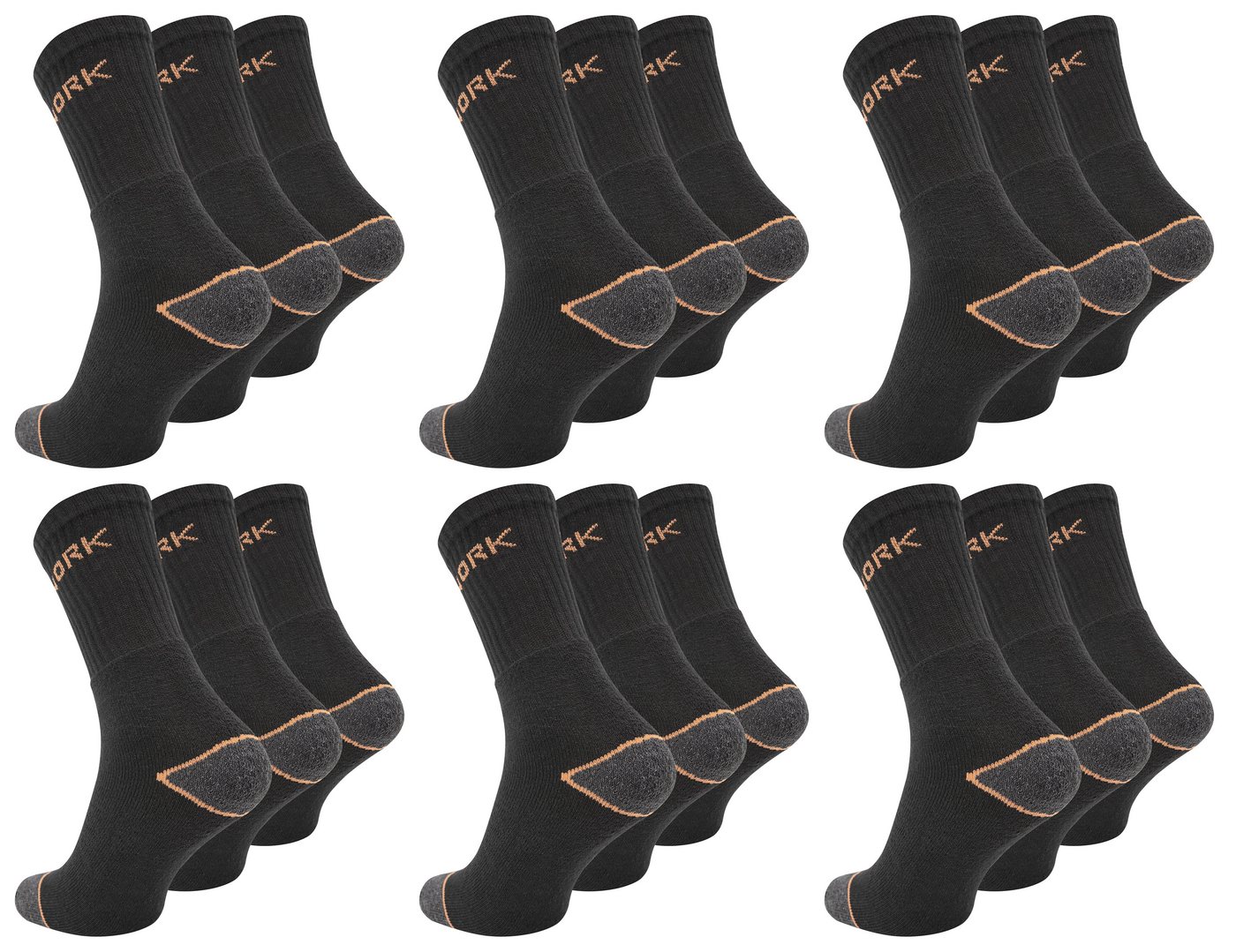 Paolo Renzo Businesssocken Berufssocken - Work Socken, für Arbeits- und Trekkingschuhe geeignet (18-Paar, Robuste Atmungsaktive Herren Work Socks mit verstärkter Ferse) Berufssocken - Work Socken, für Arbeits- und Trekkingschuhe geeignet von Paolo Renzo