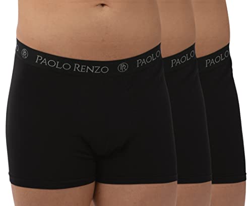 Paolo Renzo Fitted Boxershorts Herren Hipster 12er Pack Retroshorts Unterwäsche Unterhosen Mann Weiche Baumwolle Größe L Schwarz von Paolo Renzo