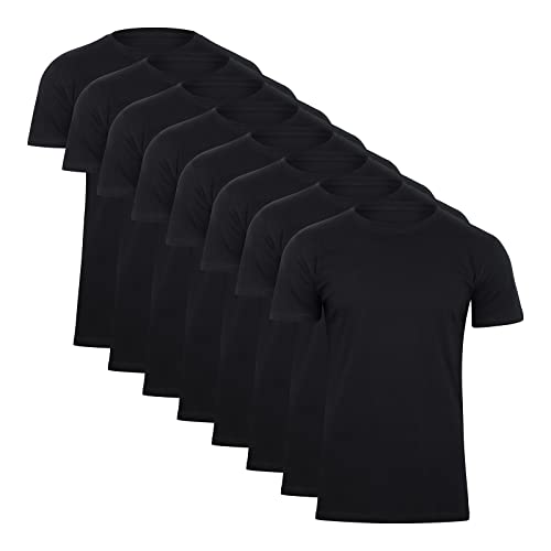 Paolo Renzo Rundhals Basic T-Shirt O-Neck 8 Stück Shirt mit Rundhalsausschnitt aus 100% Baumwolle Einfarbig Größe 3XL Schwarz von Paolo Renzo