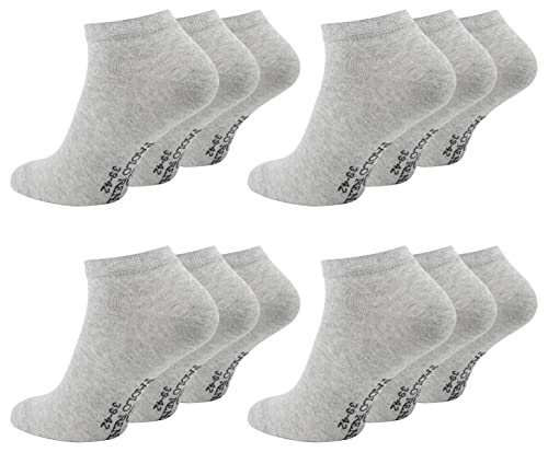 Paolo Renzo Sneaker Socken Damen & Herren aus Baumwolle 12 Paar Unisex Sneakersocken Kurze Socken OEKO-TEX Standard 100 Größe 39/42 Grau von Paolo Renzo